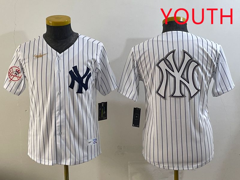 Youth 2025 New York Yankees Blank White Stripe Throwback Nike MLB Jersey style 16